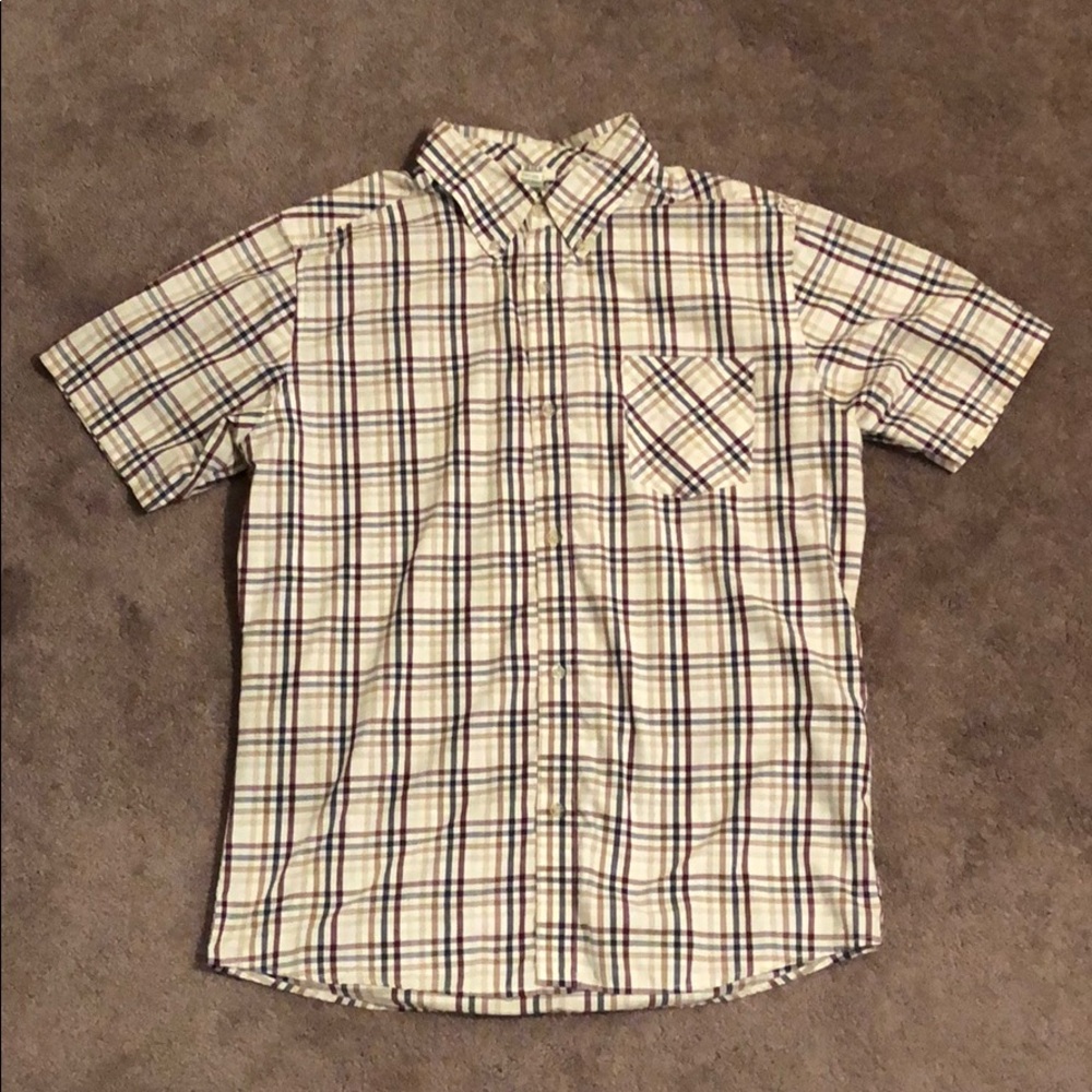 Split Checkered Short Sleeve Collar Shirt